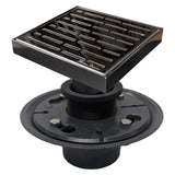 SereneDrains Square Shower Drain Kit with Base - Broken Lane - Polished Chrome - 6 Inch