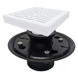 SereneDrains Square Shower Drain Kit with Base - Broken Lane - Matte White - 6 Inch