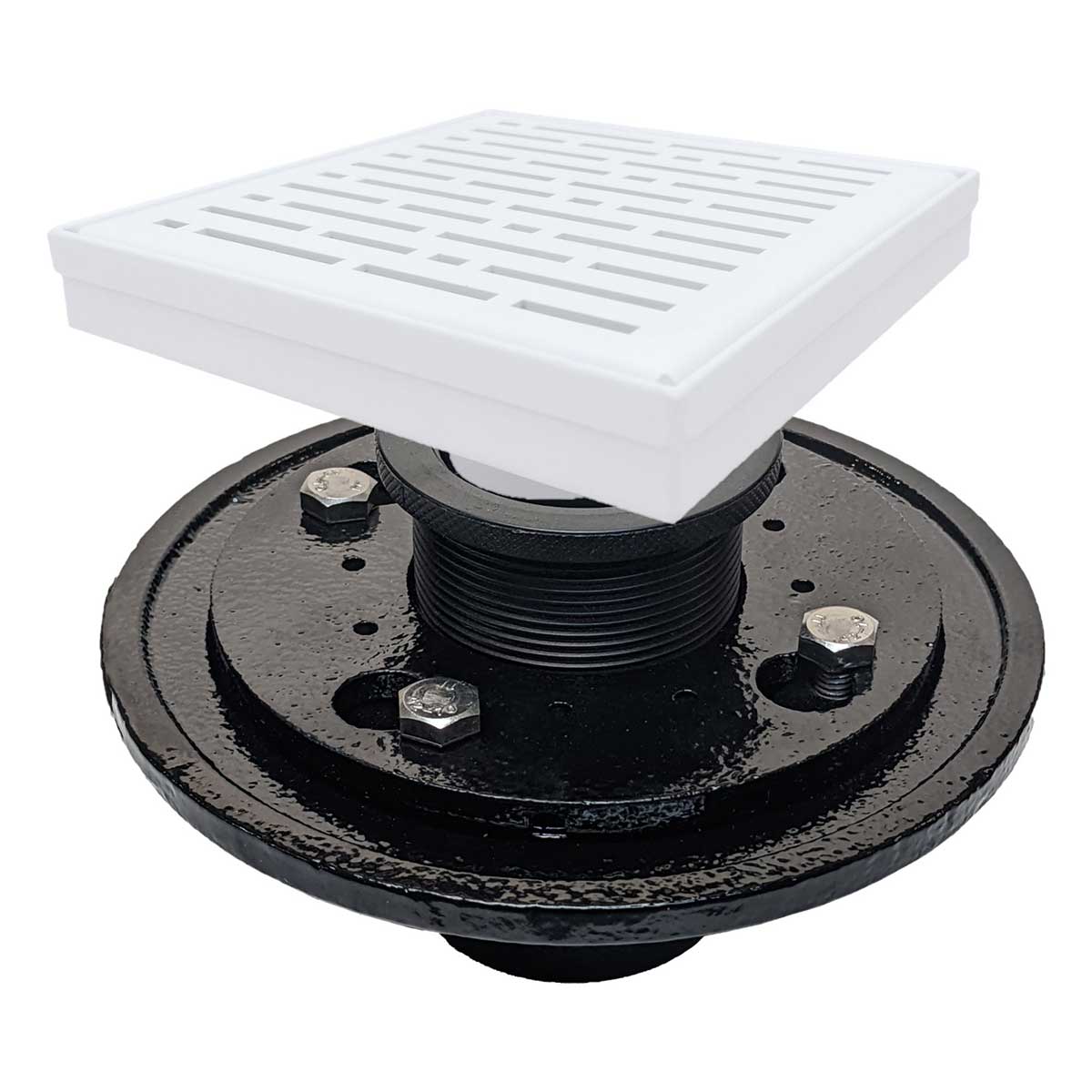 SereneDrains Square Shower Drain Kit with Base - Broken Lane - Matte White - 6 Inch