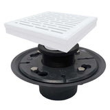 SereneDrains Square Shower Drain Kit with Base - Broken Lane - Matte White - 6 Inch