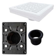 SereneDrains Square Shower Drain Kit with Base - Broken Lane - Matte White - 6 Inch Square PVC Plastic