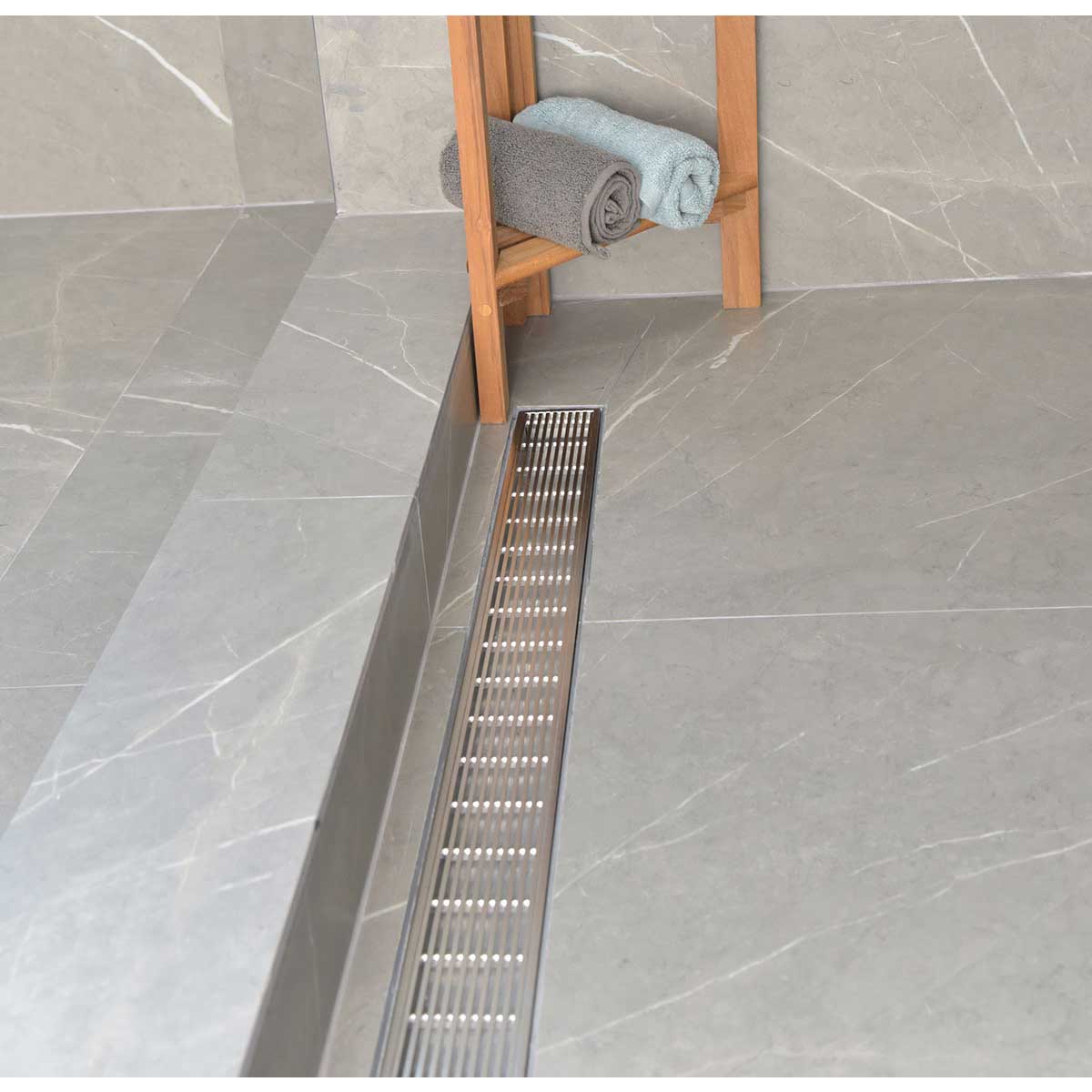 SereneDrains Linear Shower Drain Linear Wedge - Brushed 35
