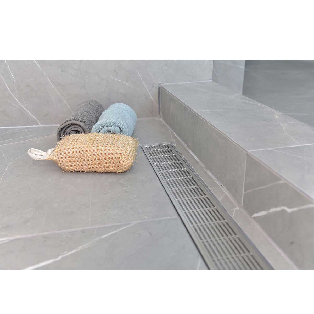 SereneDrains Linear Shower Drain Linear Wedge - Brushed 35
