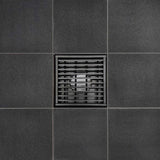 SereneDrains Square Shower Drain Kit with Base - Linear Wedge - Matte Black - 4 Inch