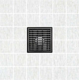 SereneDrains Square Shower Drain Kit with Base - Linear Wedge - Matte Black - 4 Inch