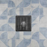 SereneDrains Square Shower Drain Kit with Base - Linear Wedge - Matte Black - 4 Inch