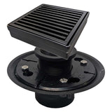 SereneDrains Square Shower Drain Kit with Base - Linear Wedge - Matte Black - 4 Inch