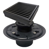 SereneDrains Square Shower Drain Kit with Base - Linear Wedge - Matte Black - 4 Inch