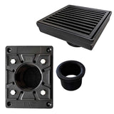 SereneDrains Square Shower Drain Kit with Base - Linear Wedge - Matte Black - 4 Inch