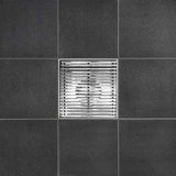SereneDrains Square Shower Drain Kit with Base - Linear Wedge - Brushed Nickel - 4 Inch