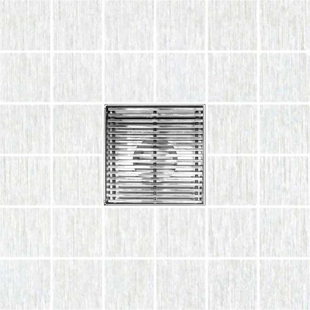 SereneDrains Square Shower Drain Kit with Base - Linear Wedge - Brushed Nickel - 4 Inch