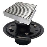 SereneDrains Square Shower Drain Kit with Base - Linear Wedge - Brushed Nickel - 4 Inch