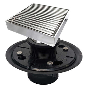 SereneDrains Square Shower Drain Kit with Base - Linear Wedge - Brushed Nickel - 4 Inch ABS Plastic