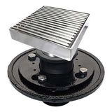 SereneDrains Square Shower Drain Kit with Base - Linear Wedge - Brushed Nickel - 4 Inch