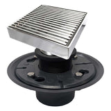 SereneDrains Square Shower Drain Kit with Base - Linear Wedge - Brushed Nickel - 4 Inch