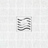 Serene Drains Square Shower Drain Ocean Wave Polished 4 Inch