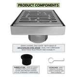 SereneDrains Square Shower Drain Broken Lane 4 Brushed