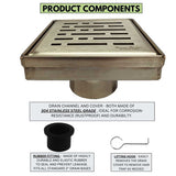 SereneDrains Square Shower Drain Broken Lane 4 Satin Gold