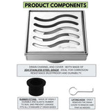 Serene Drains Product Component Ocean Wave 4 inch brushed nickel