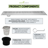SereneDrains Linear Shower Drain Offset Outlet Broken Lane - Brushed 39