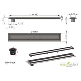 SereneDrains Linear Shower Drain Offset Outlet Broken Lane - Brushed 59
