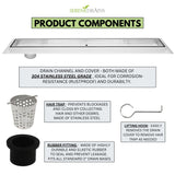 SereneDrains Linear Shower Drain Offset Outlet Tile Insert - Brushed 47