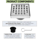 Serene Drains Traditional Square Shower Drain Polished 4 Inch
