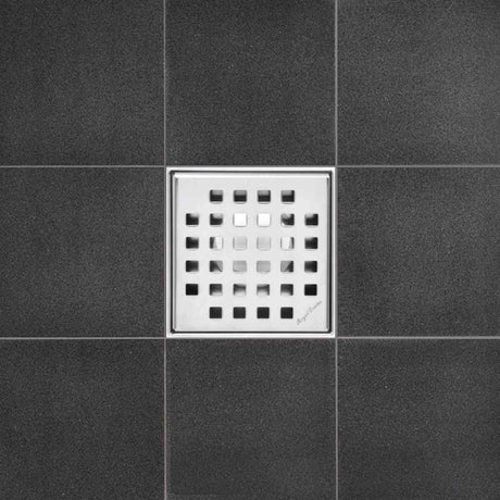 Serene Drains Traditional Square Shower Drain Polished 4 Inch