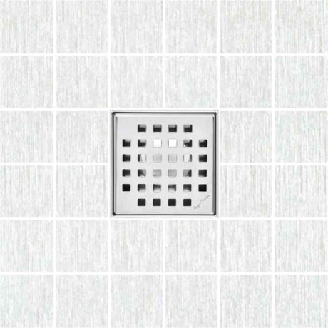 Serene Drains Traditional Square Shower Drain Polished 4 Inch