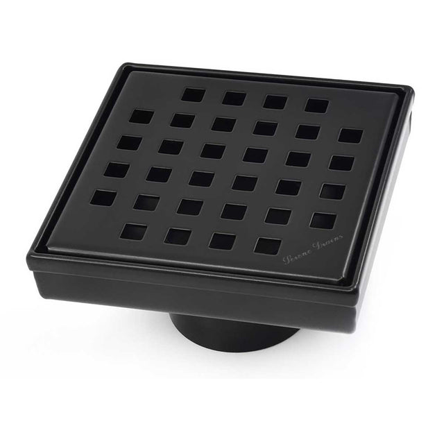 SereneDrains Square Shower Drain Traditional Square 4 Black