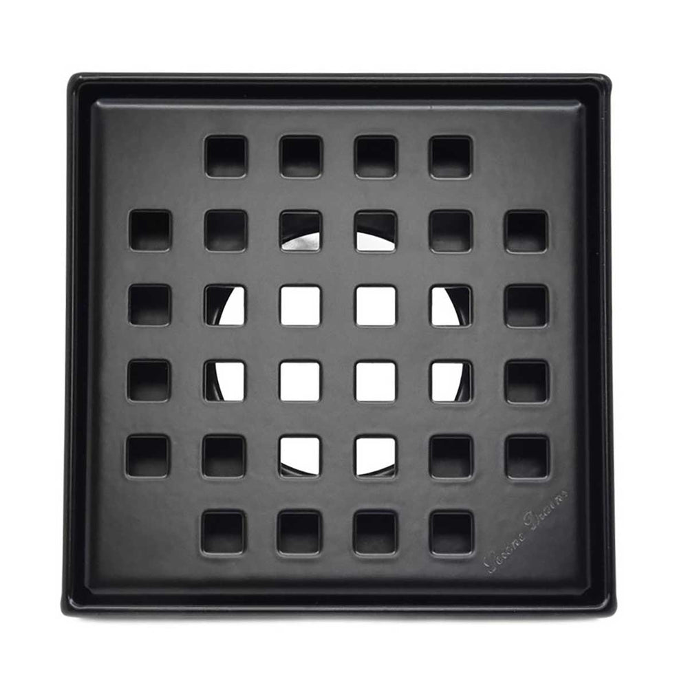 SereneDrains Square Shower Drain Traditional Square 4 Black