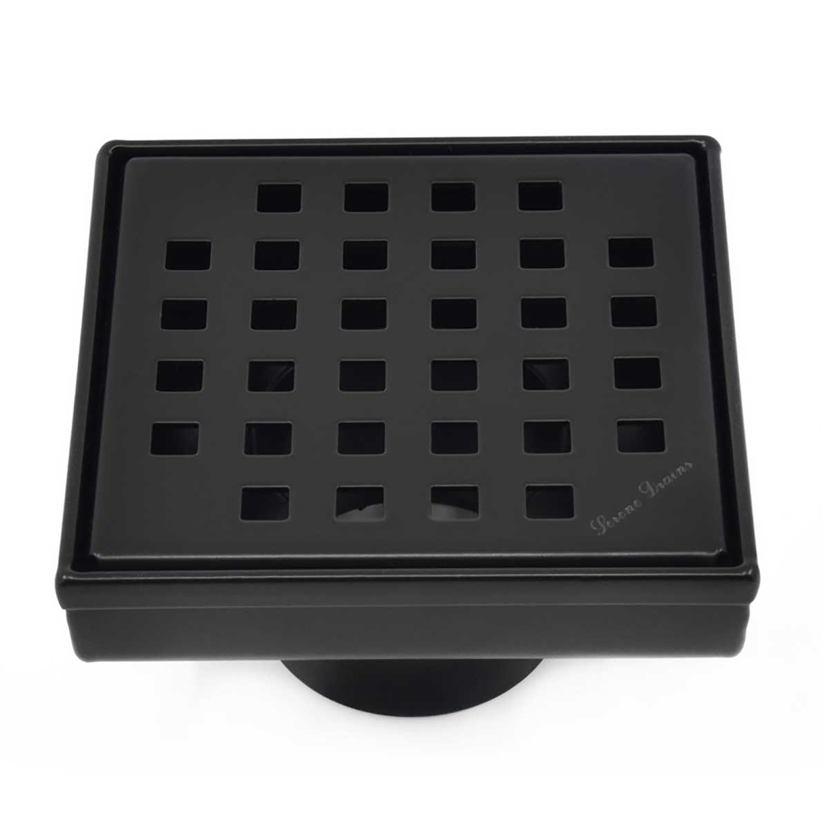SereneDrains Square Shower Drain Traditional Square 4 Black