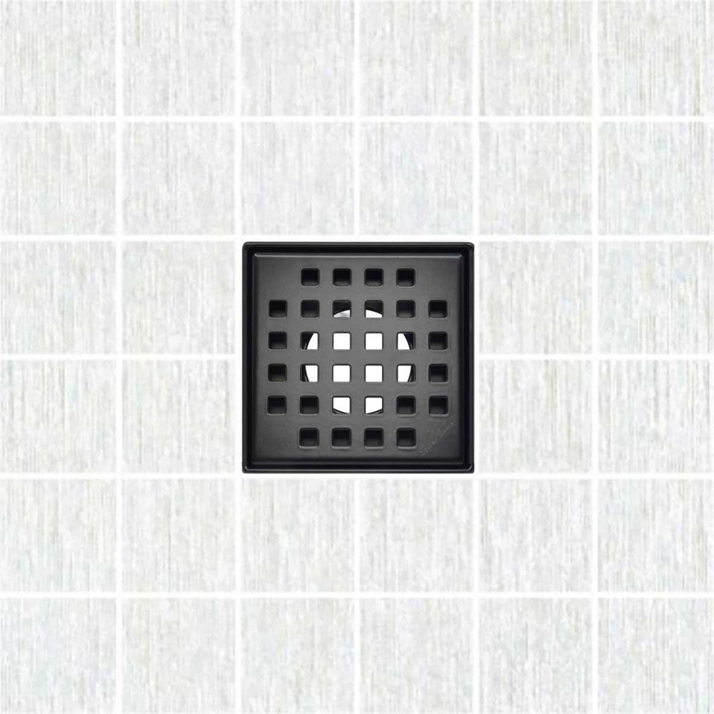 SereneDrains Square Shower Drain Traditional Square 4 Black