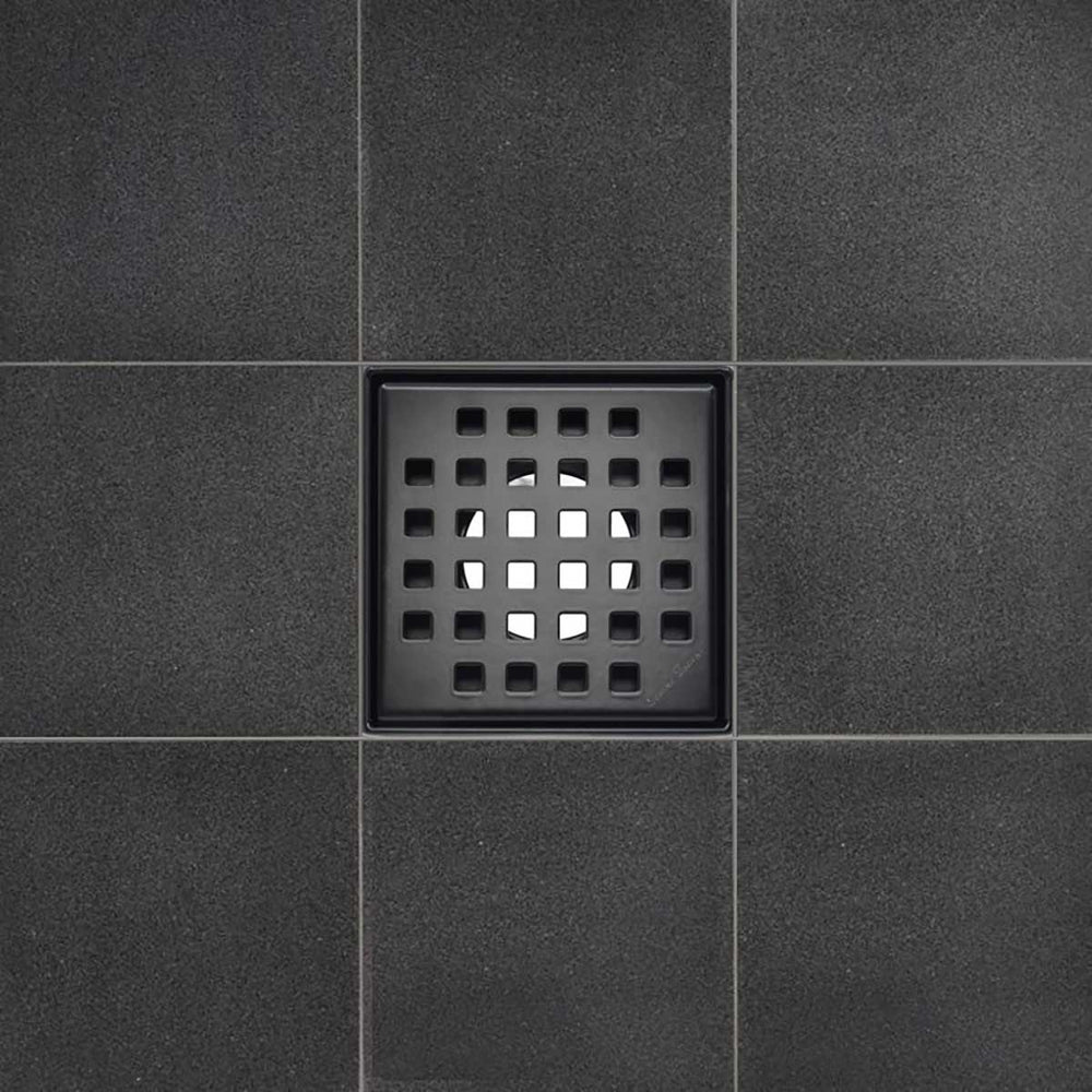 SereneDrains Square Shower Drain Traditional Square 4 Black