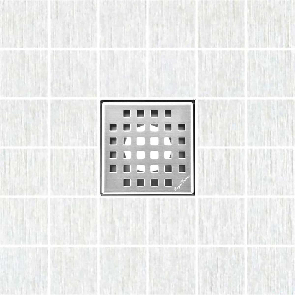 SereneDrains Square Shower Drain Traditional Square 4 Polished