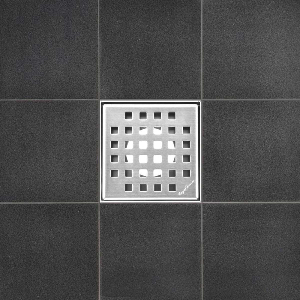 SereneDrains Square Shower Drain Traditional Square 4 Polished