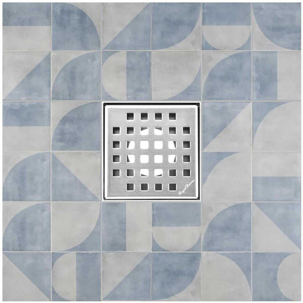 SereneDrains Square Shower Drain Traditional Square 4 Polished