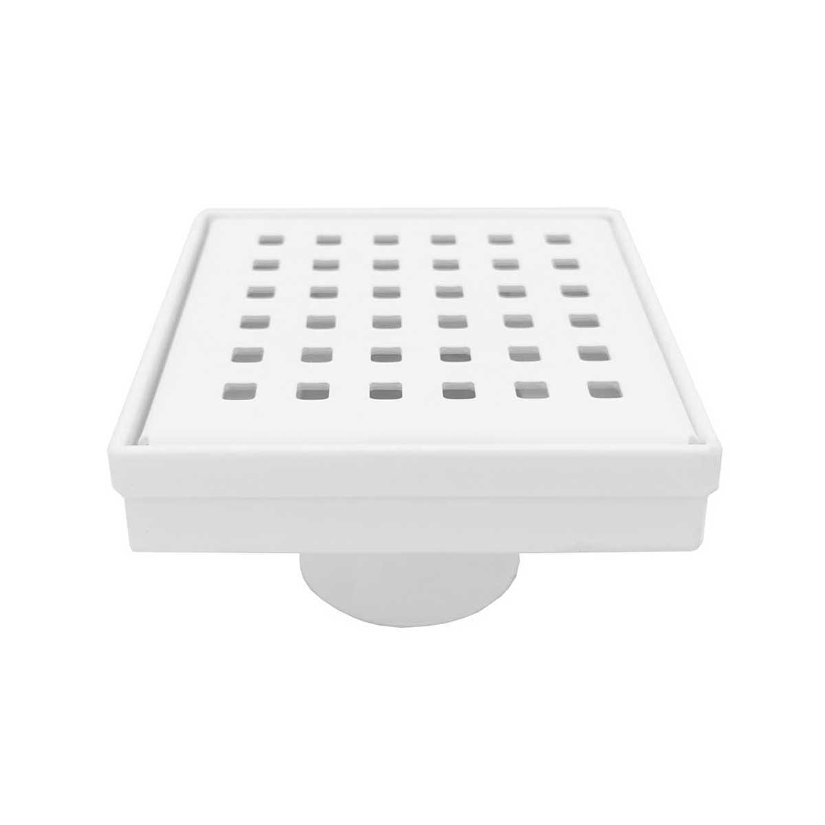 SereneDrains Square Shower Drain Traditional Square 4 White