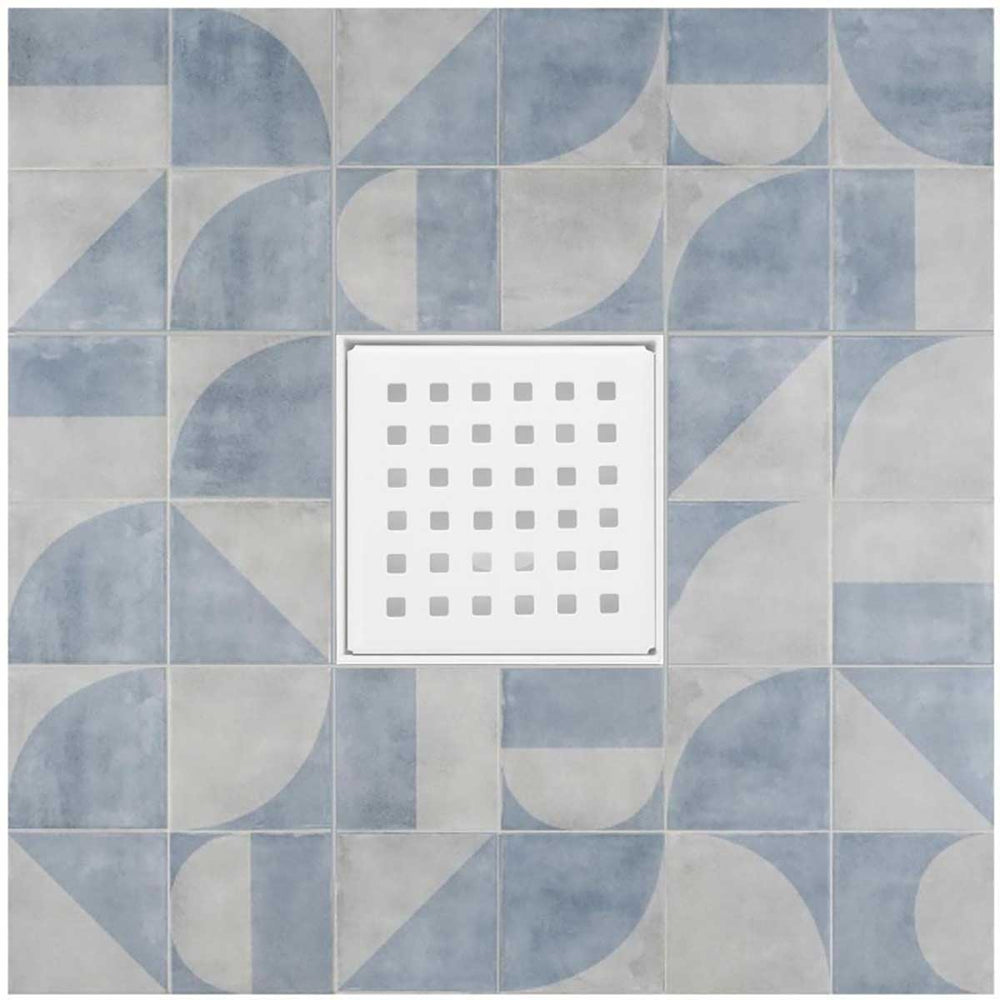 SereneDrains Square Shower Drain Traditional Square 4 White