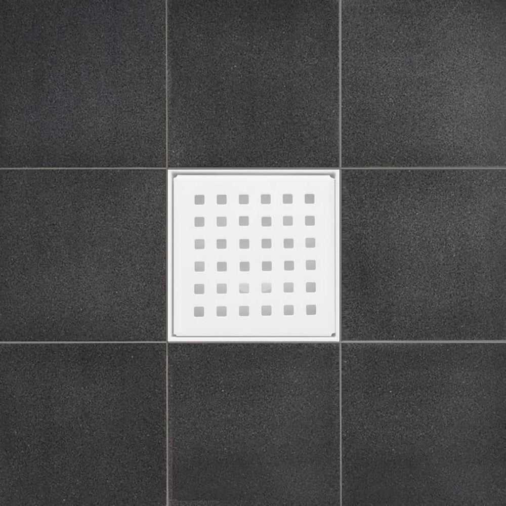 SereneDrains Square Shower Drain Traditional Square 4 White