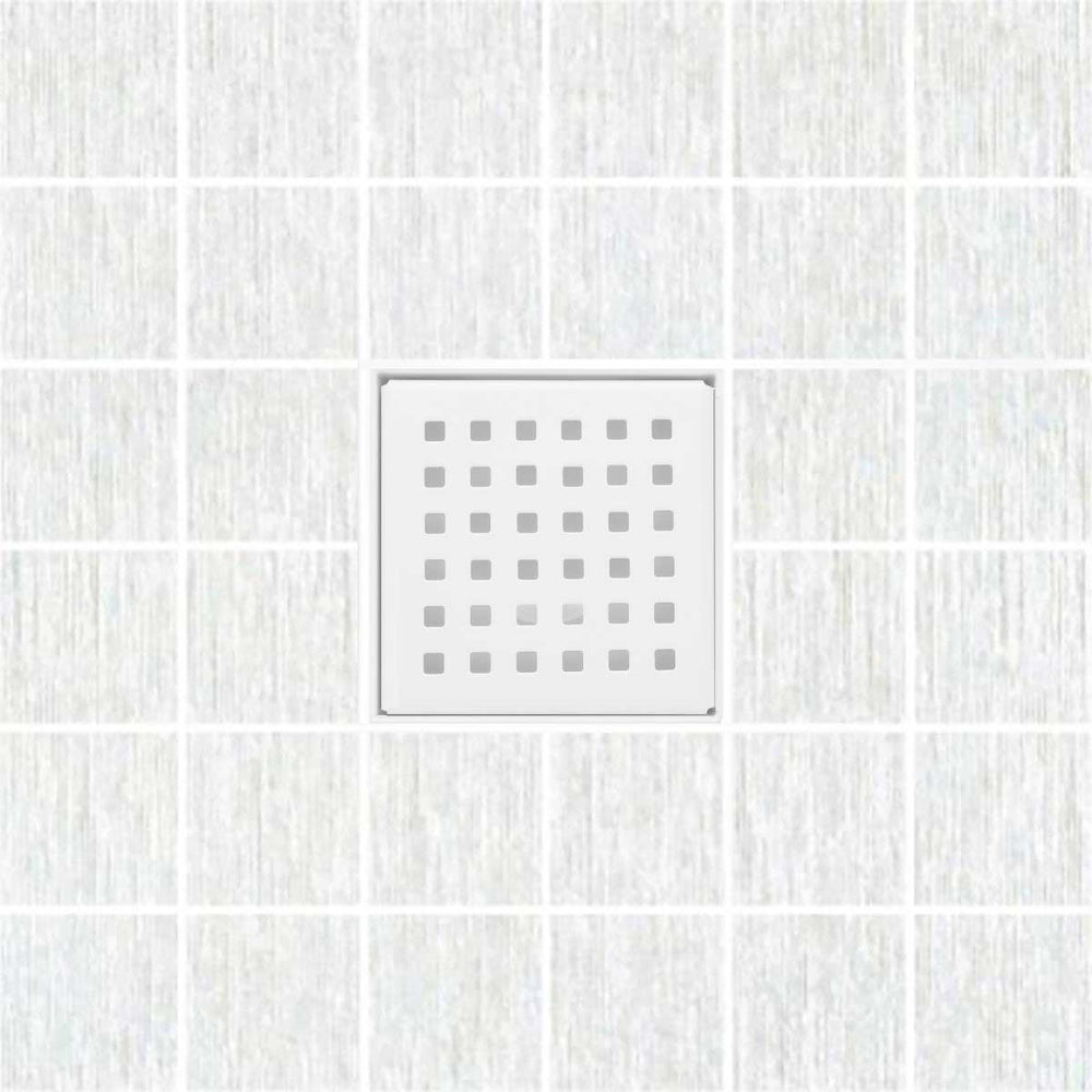 SereneDrains Square Shower Drain Traditional Square 4 White