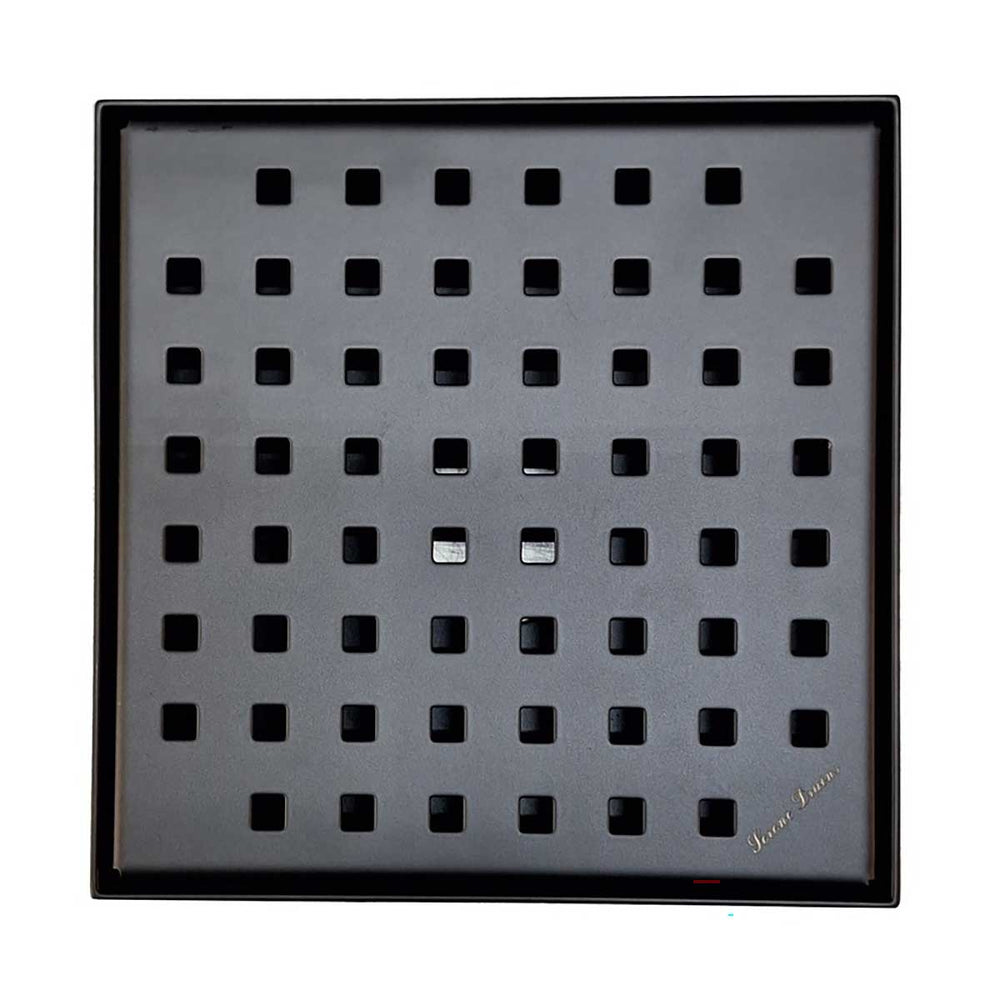 SereneDrains Square Shower Drain Traditional Square 6 Black No