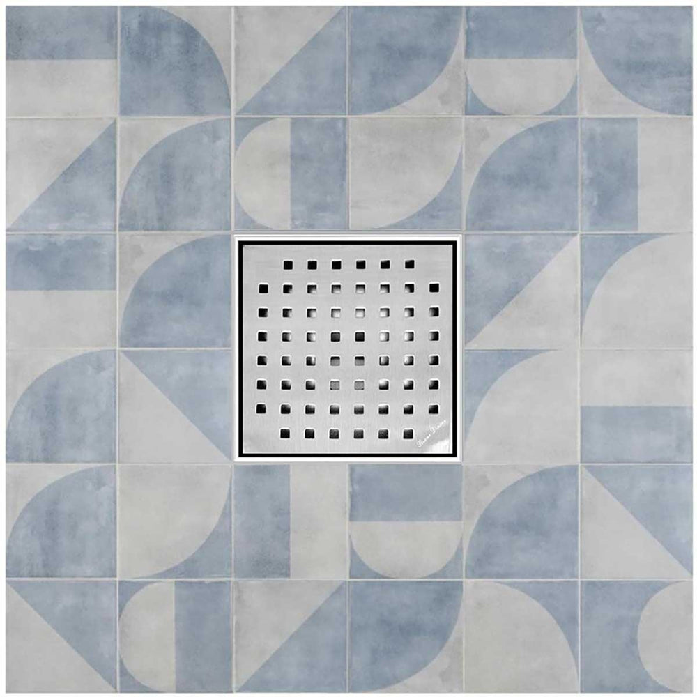 SereneDrains Square Shower Drain Traditional Square 6 BN
