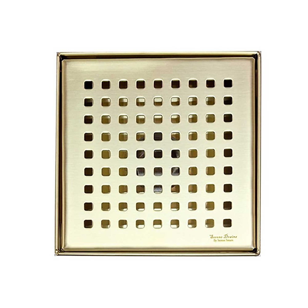 SereneDrains Square Shower Drain Traditional Square 6 Gold