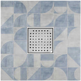 SereneDrains Square Shower Drain Kit with Base - Traditional Square - Brushed Nickel - 6 Inch