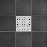 SereneDrains Square Shower Drain Kit with Base - Traditional Square - Brushed Nickel - 6 Inch