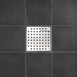 SereneDrains Square Shower Drain Kit with Base - Traditional Square - Polished Chrome - 4 Inch