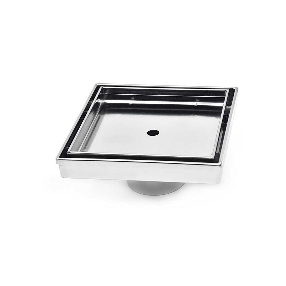 SereneDrains Square Shower Drain Tile Insert Brushed Stainless 4