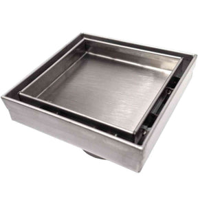 Serene Drains Square Shower Drain Tile Insert Brushed 4 Inch