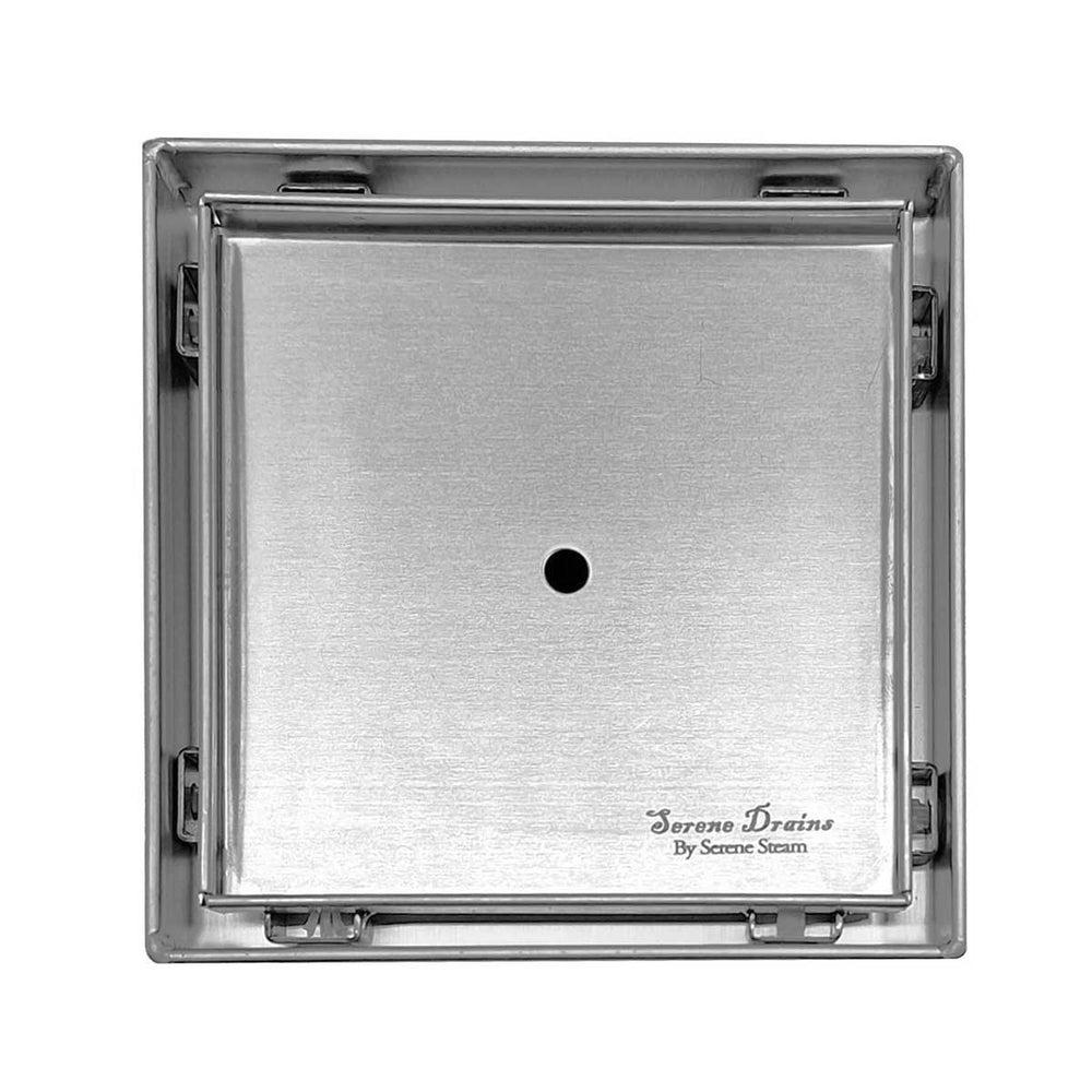 SereneDrains Square Shower Drain Tile Insert Brushed Stainless 4